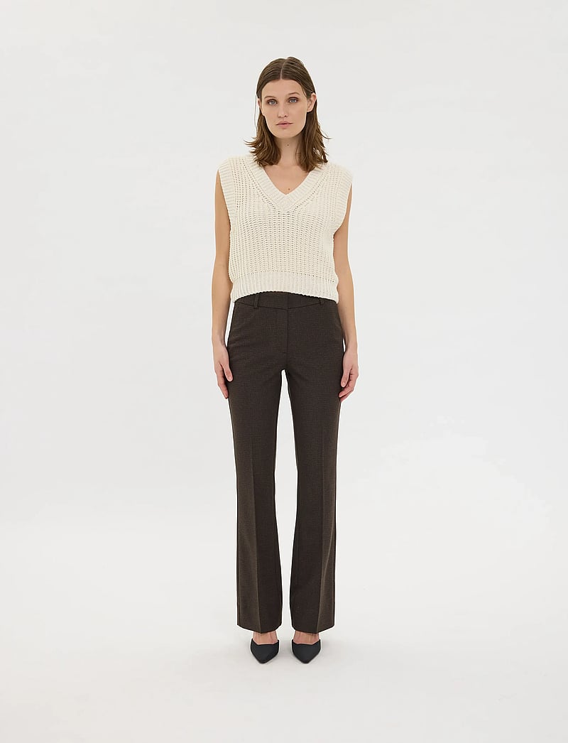 FIVEUNITS - ClaraFV - utsvängda byxor - mocca check - 0