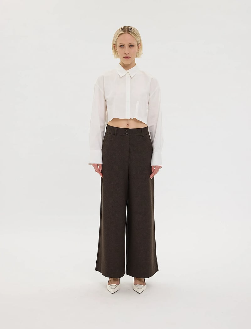 FIVEUNITS - LauraFV - hosen mit weitem bein - mocca check - 0