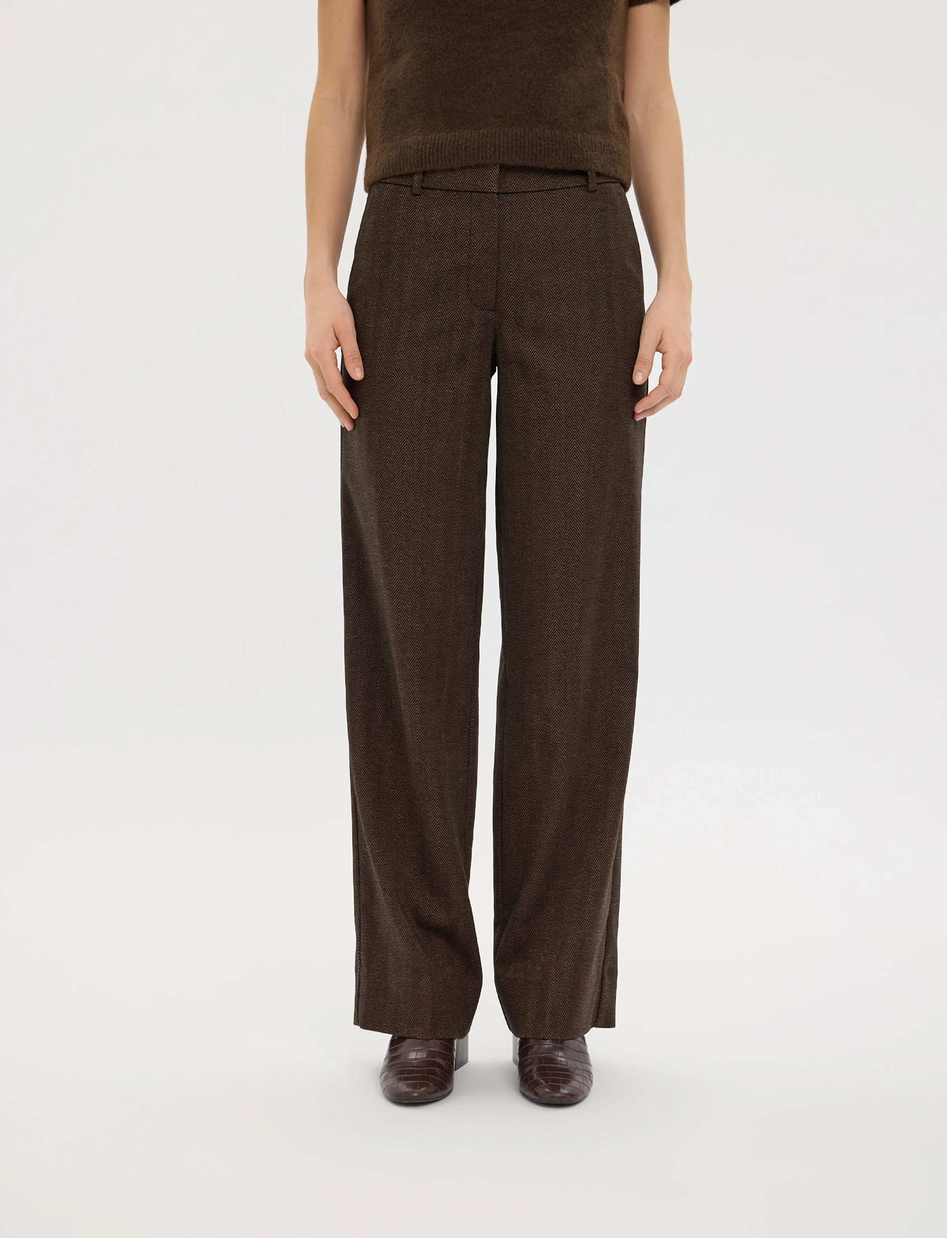 FIVEUNITS - DenaFV - bukser med brede ben - maple herringbone - 3