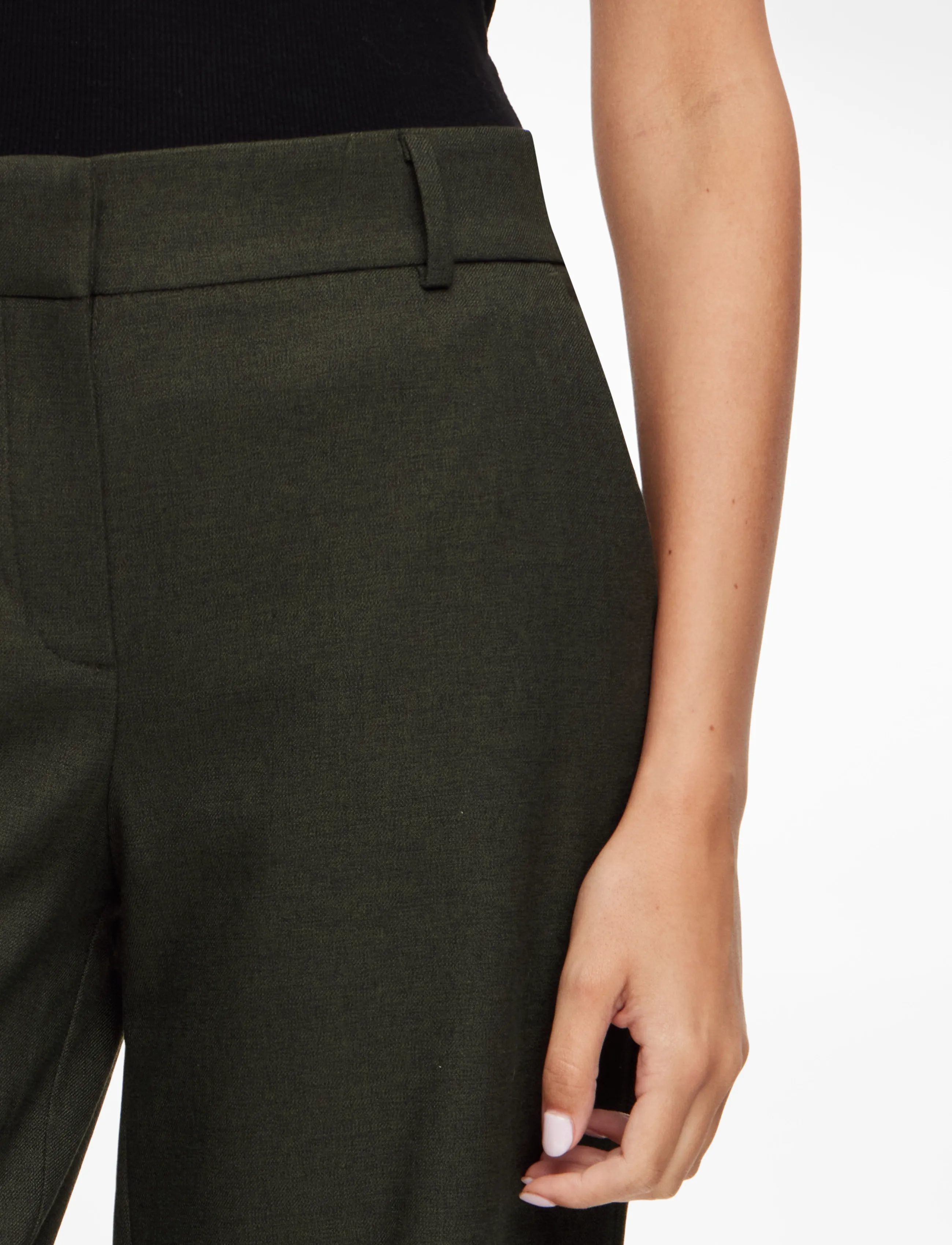 FIVEUNITS - DenaFV - bukser med brede ben - dark green melange - 2