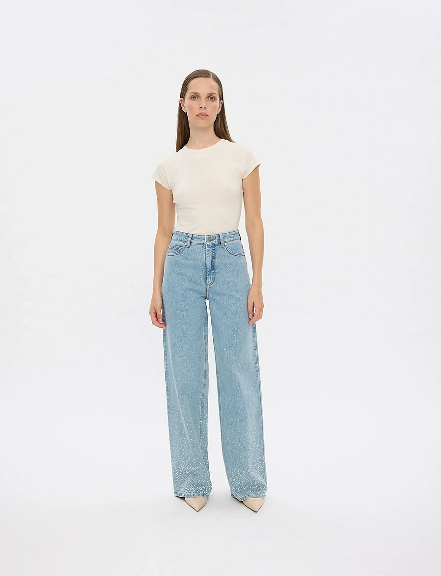 FIVEUNITS - AbbyFV - hosen mit weitem bein - light rinse rhinestone - 0