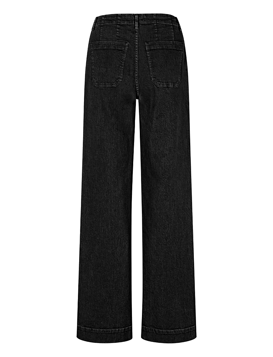 FIVEUNITS - EricaFV - hosen mit weitem bein - black rinse - 2