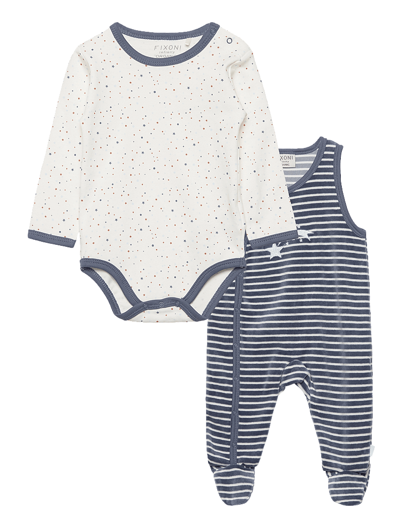 Fixoni - Body LS w.Romper - sett með samfellu - china blue - 0