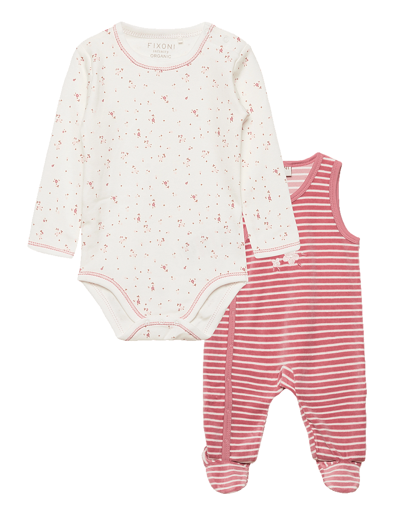 Fixoni - Body LS w.Romper - ensembles avec body - dusty rose - 0
