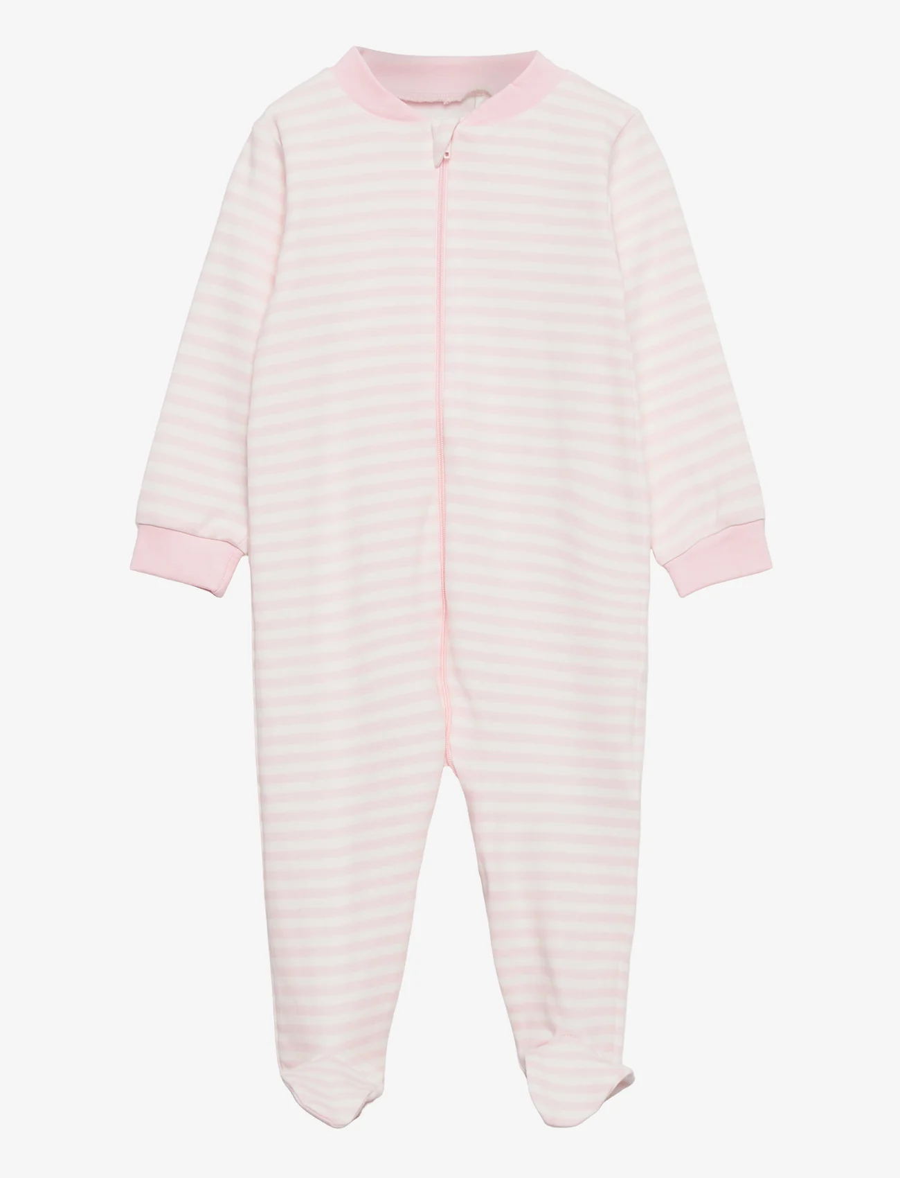Fixoni - Nightsuit w.zipper a. foot - sleeping overalls - lt.rose yd stripe - 0