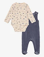 Set w. Body & Velour Romper - GRISAILLE