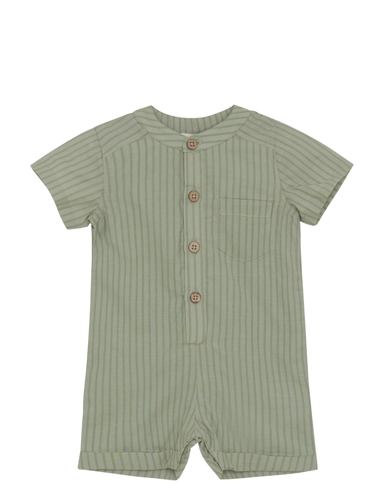 Fixoni Romper Ss Woven, Børn, Kortærmet Stribet Romper, Grøn, Str: 74