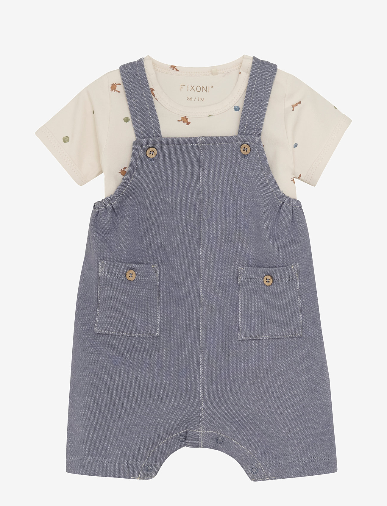 Fixoni - Set w. Body & Romper Sweat - sæt med body - grisaille - 0