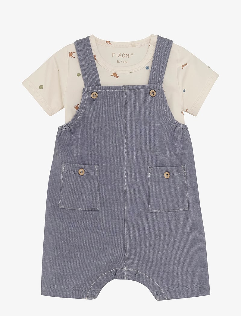 Fixoni - Set w. Body & Romper Sweat - set med body - grisaille - 0