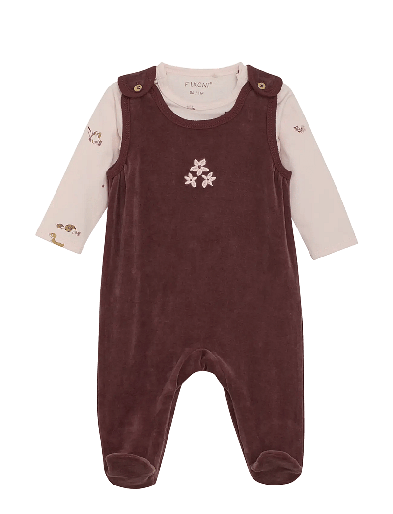 Fixoni - Set w. Body and Velour Romper - bodiga komplektid - catawba grape - 0