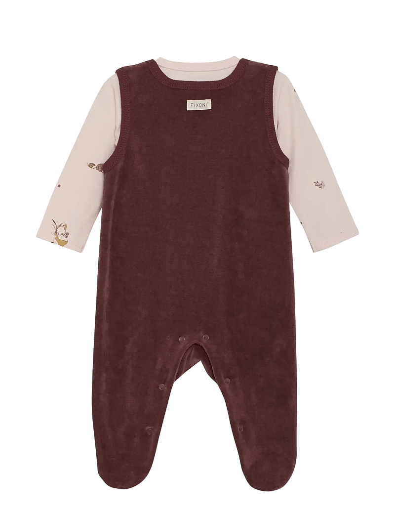 Fixoni - Set w. Body and Velour Romper - bodiga komplektid - catawba grape - 1