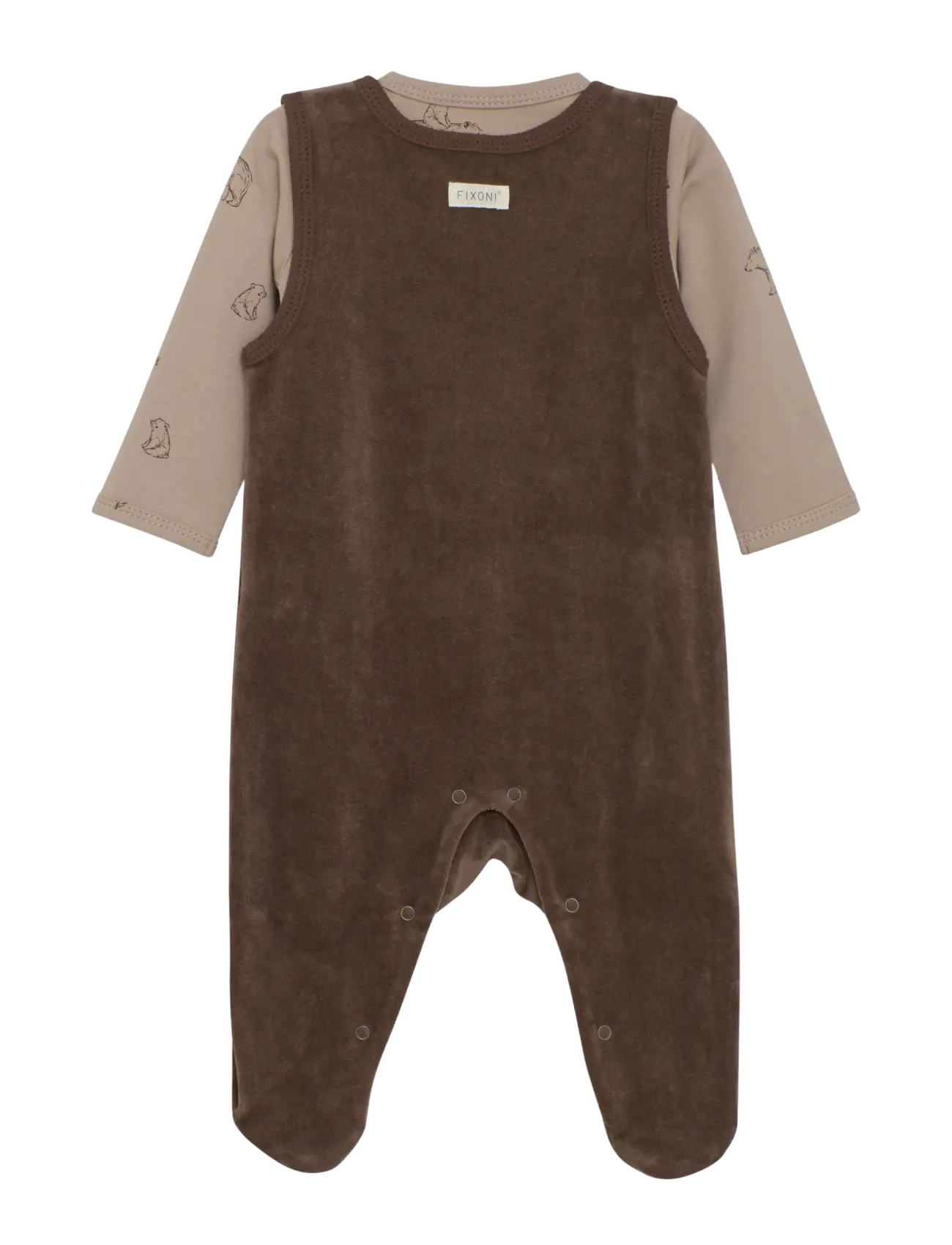 Fixoni - Set w. Body and Velour Romper - coffee quartz - 1