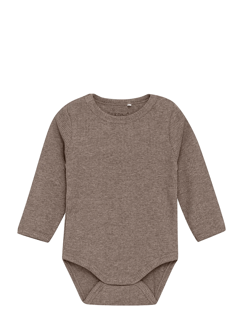 Fixoni - Body LS Melange Rib - pikkade varrukatega - coffee quartz melange - 0