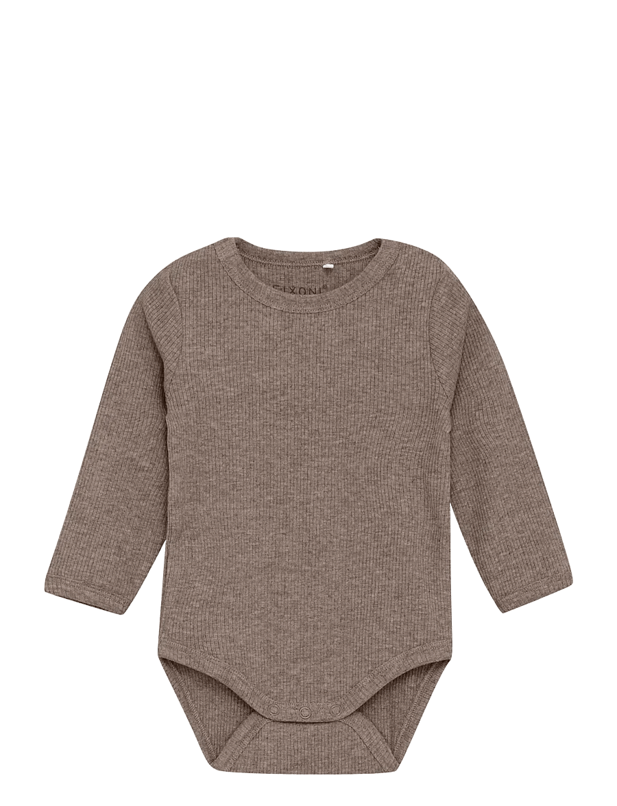Fixoni - Body LS Melange Rib - langärmelig - coffee quartz melange - 0