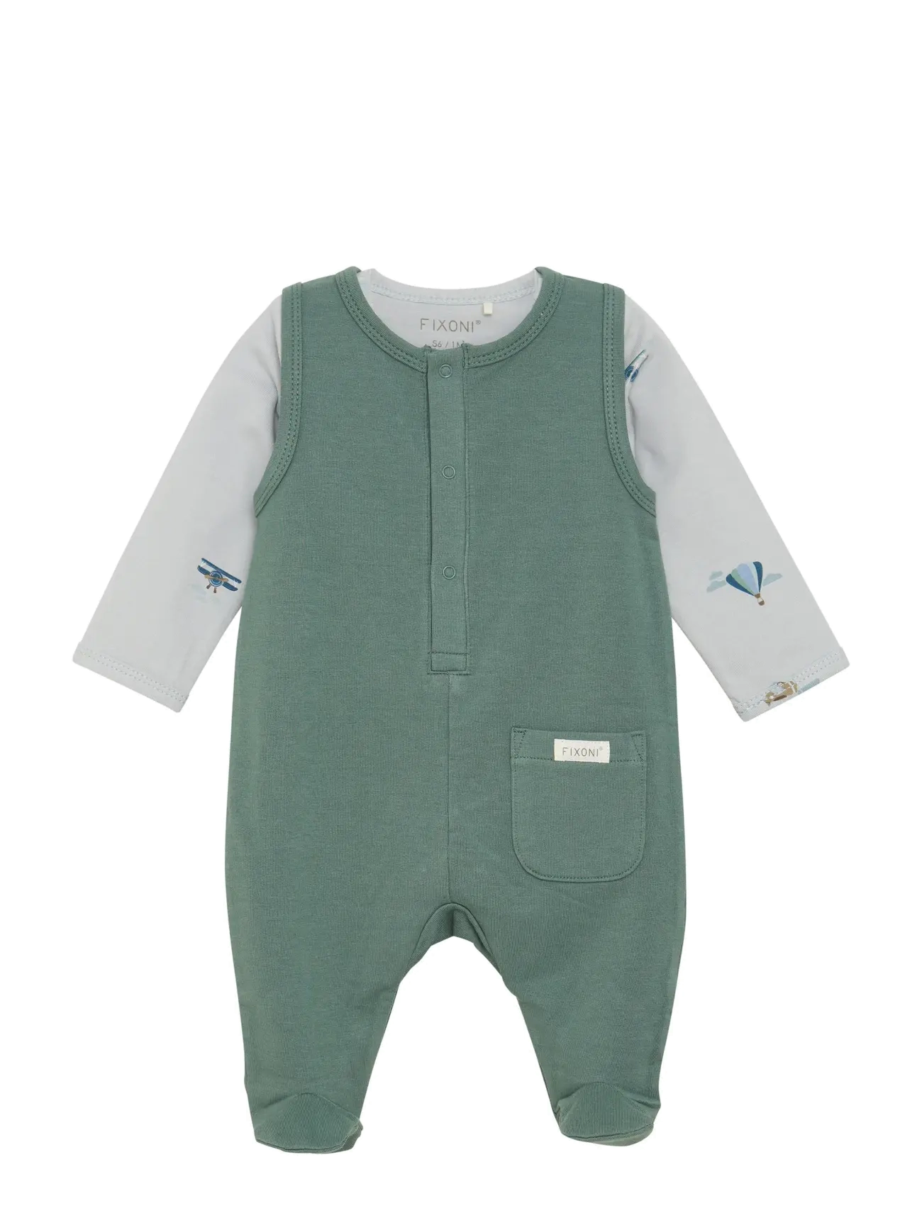 Fixoni Set W. Body And Romper Sweat, 68, Sets, Grün - Sets With Body, Kinder