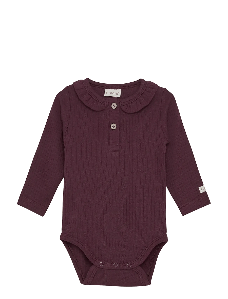 Fixoni - Body LS Rib - långärmade bodies - grape wine - 0