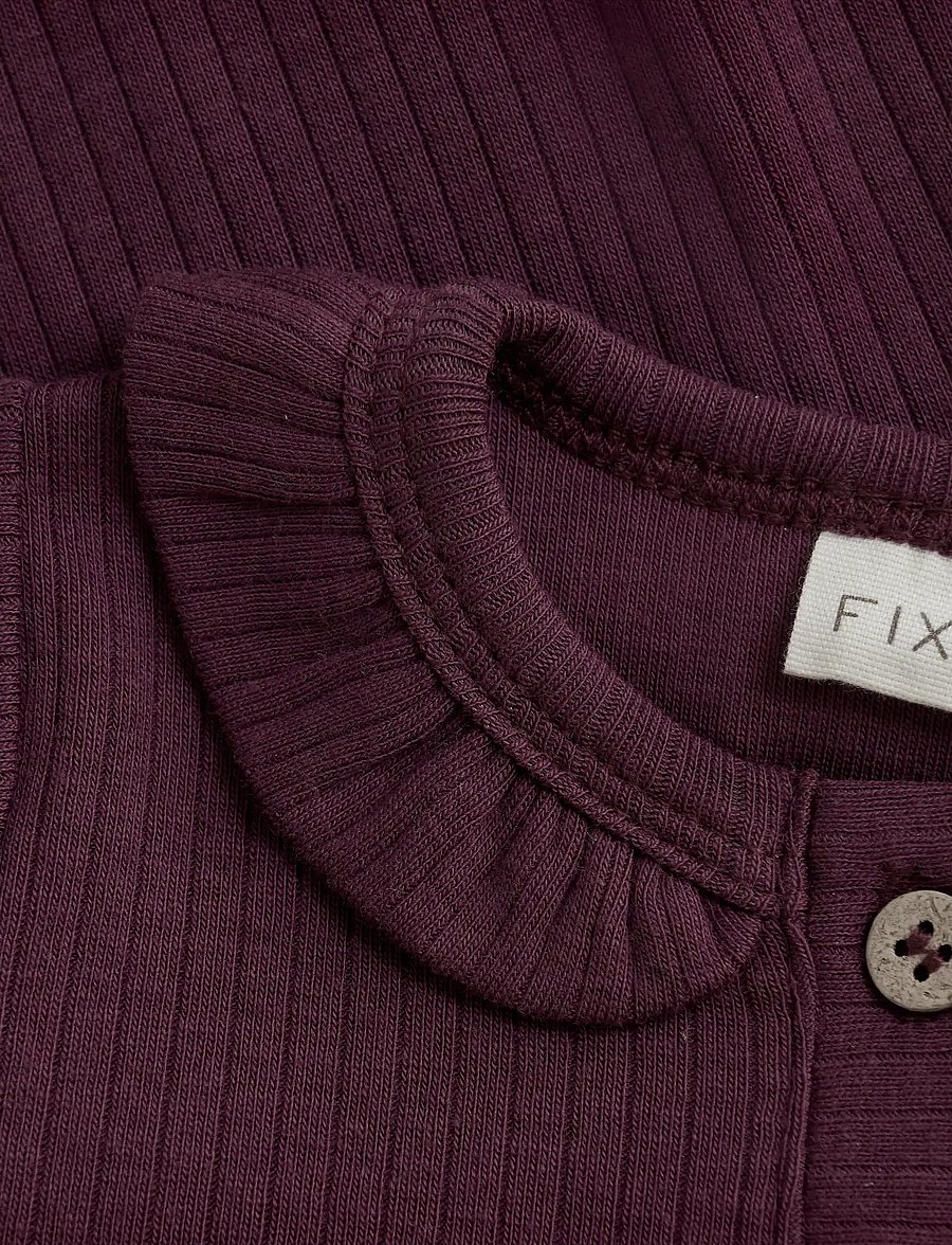 Fixoni - Body LS Rib - långärmade bodies - grape wine - 2