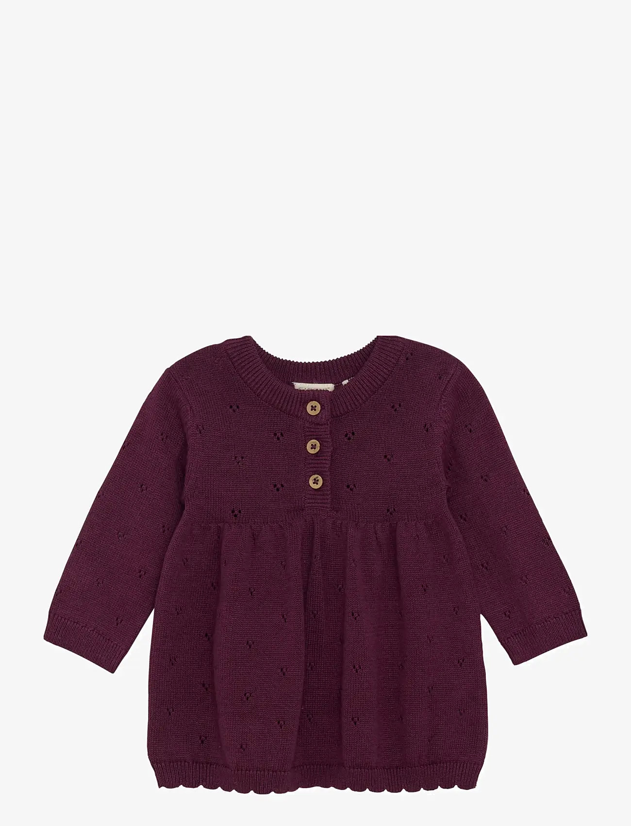 Fixoni - Dress Knit - pikkade varrukatega beebi kleidid - grape wine - 0