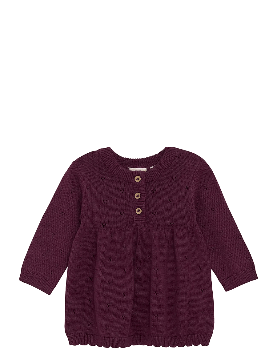 Fixoni - Dress Knit - langärmelige babykleider - grape wine - 0