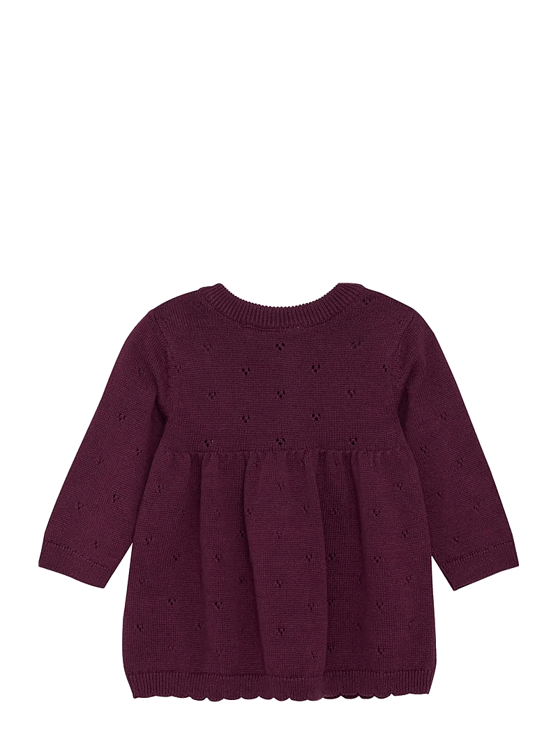 Fixoni - Dress Knit - pikkade varrukatega beebi kleidid - grape wine - 1