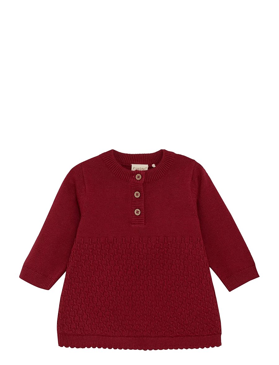 Fixoni - Dress Knit - langærmede babykjoler - syrah - 0
