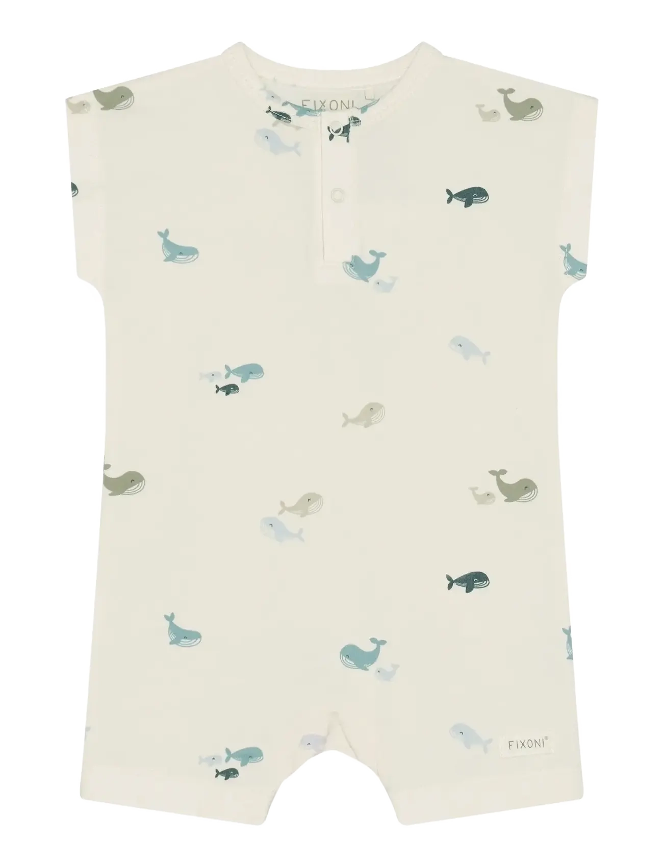 Fixoni Romper Ss, Børn, Bjørneprintet Romper, Cream, Str: 74