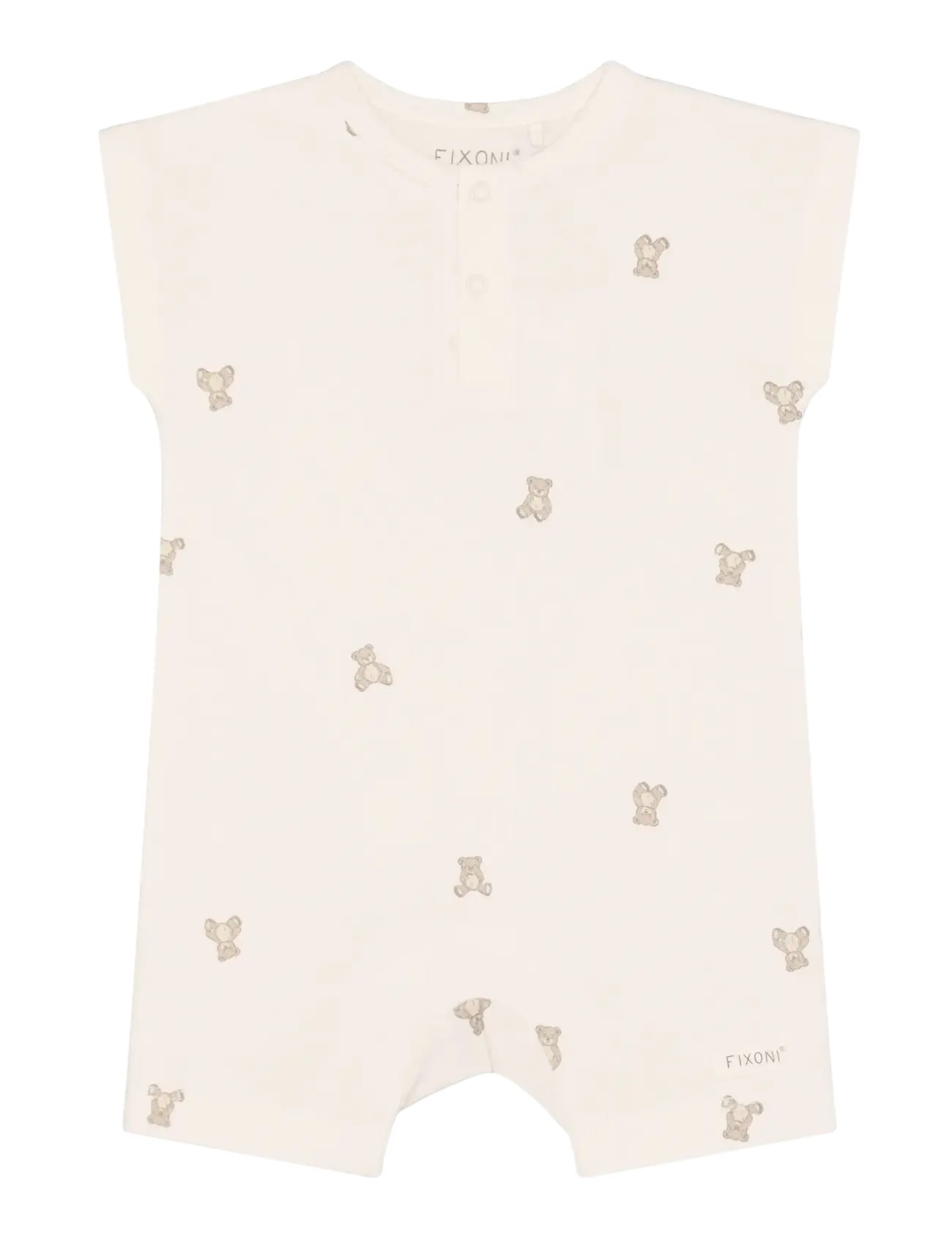 Fixoni Romper Ss, Børn, Bjørneprintet Romper, Cream, Str: 68