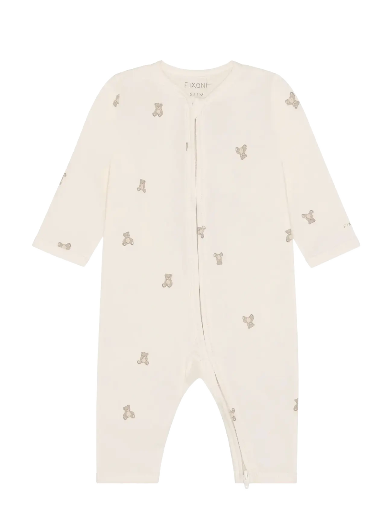 Fixoni Nightsuit, Børn, Baby Sovedragt Med Bamseprint, Cream, Str: 68