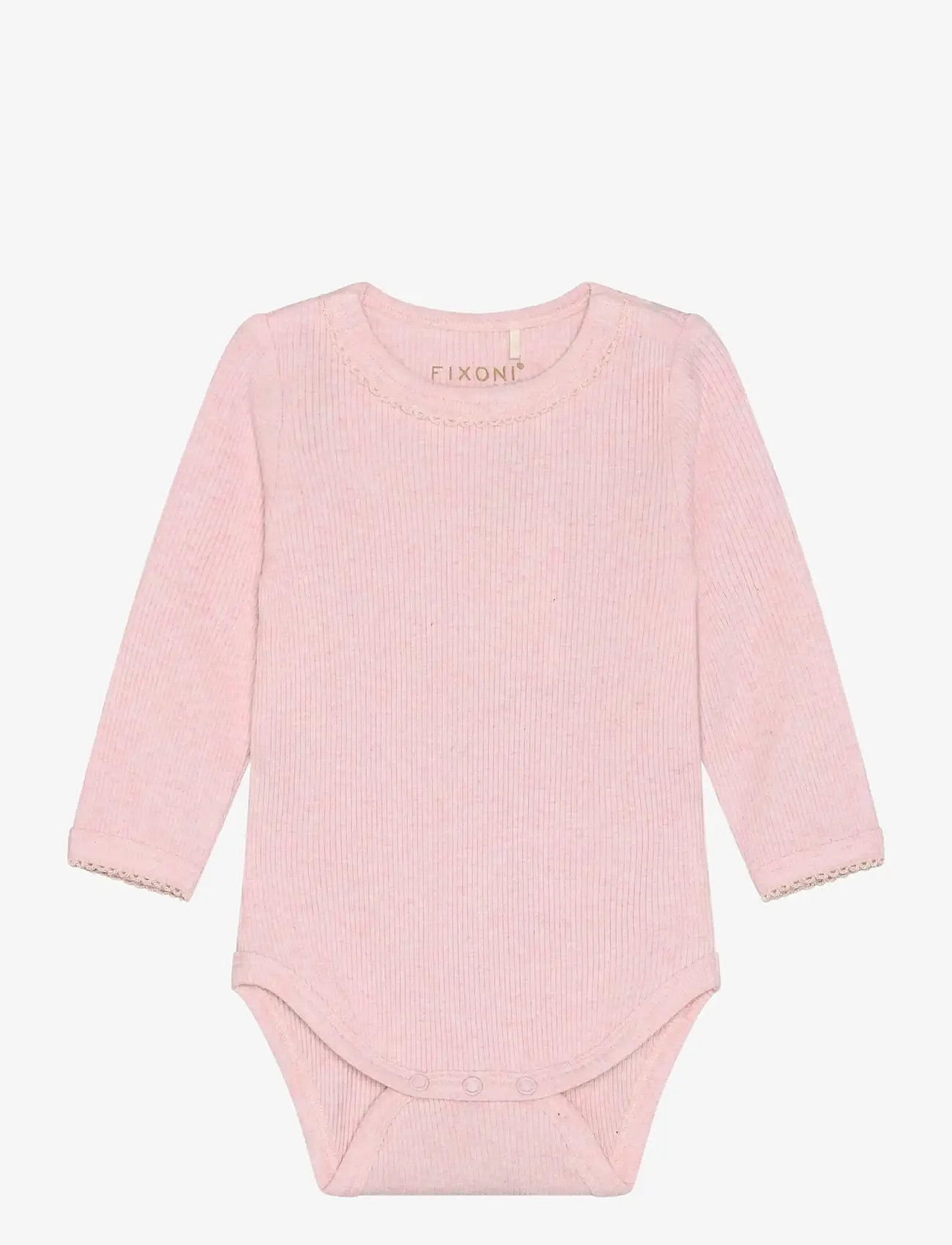 Fixoni - Body LS Melange Rib - langærmede bodyer - bleached mauve melange - 0