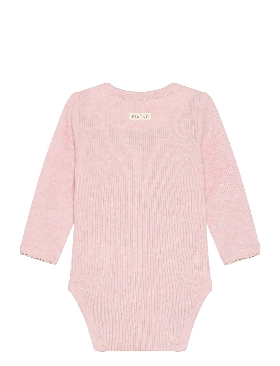 Fixoni - Body LS Melange Rib - rompers met lange mouwen - bleached mauve melange - 1