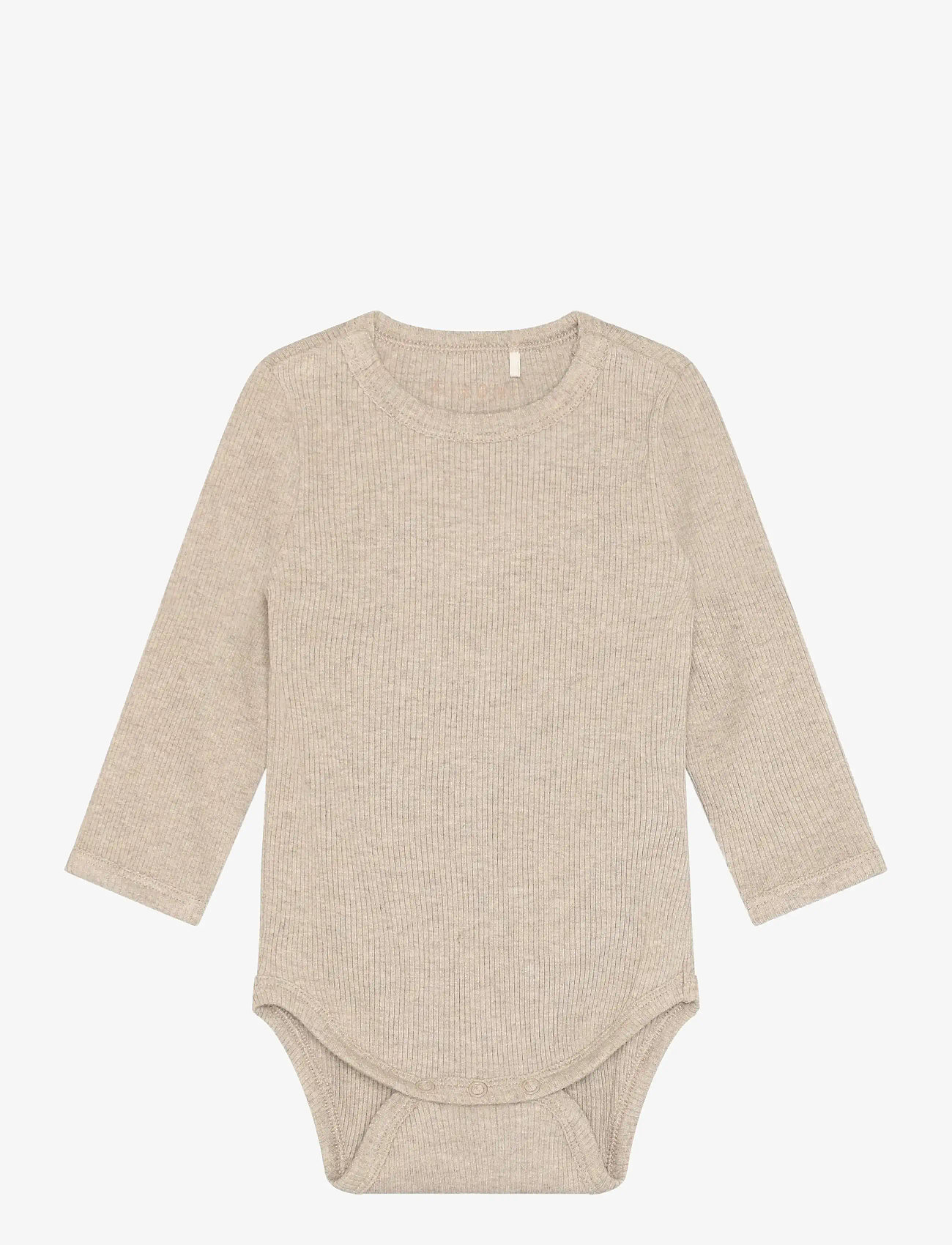 Fixoni - Body LS Melange Rib - langærmede bodyer - pure cashmere melange - 0