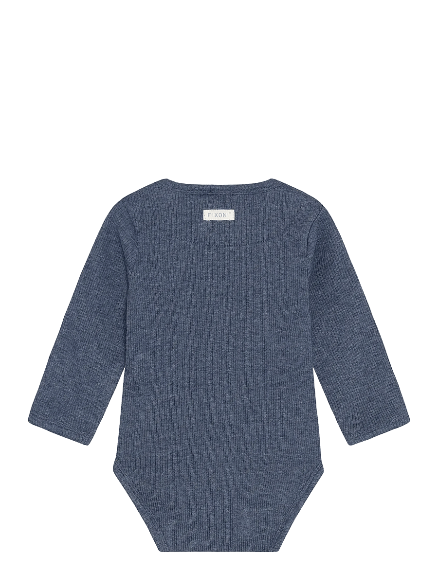Fixoni - Body LS Melange Rib - langærmede bodyer - vintage indigo melange - 1