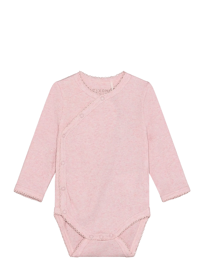 Fixoni - Wrap Body LS Melange Rib - langærmede - bleached mauve melange - 0