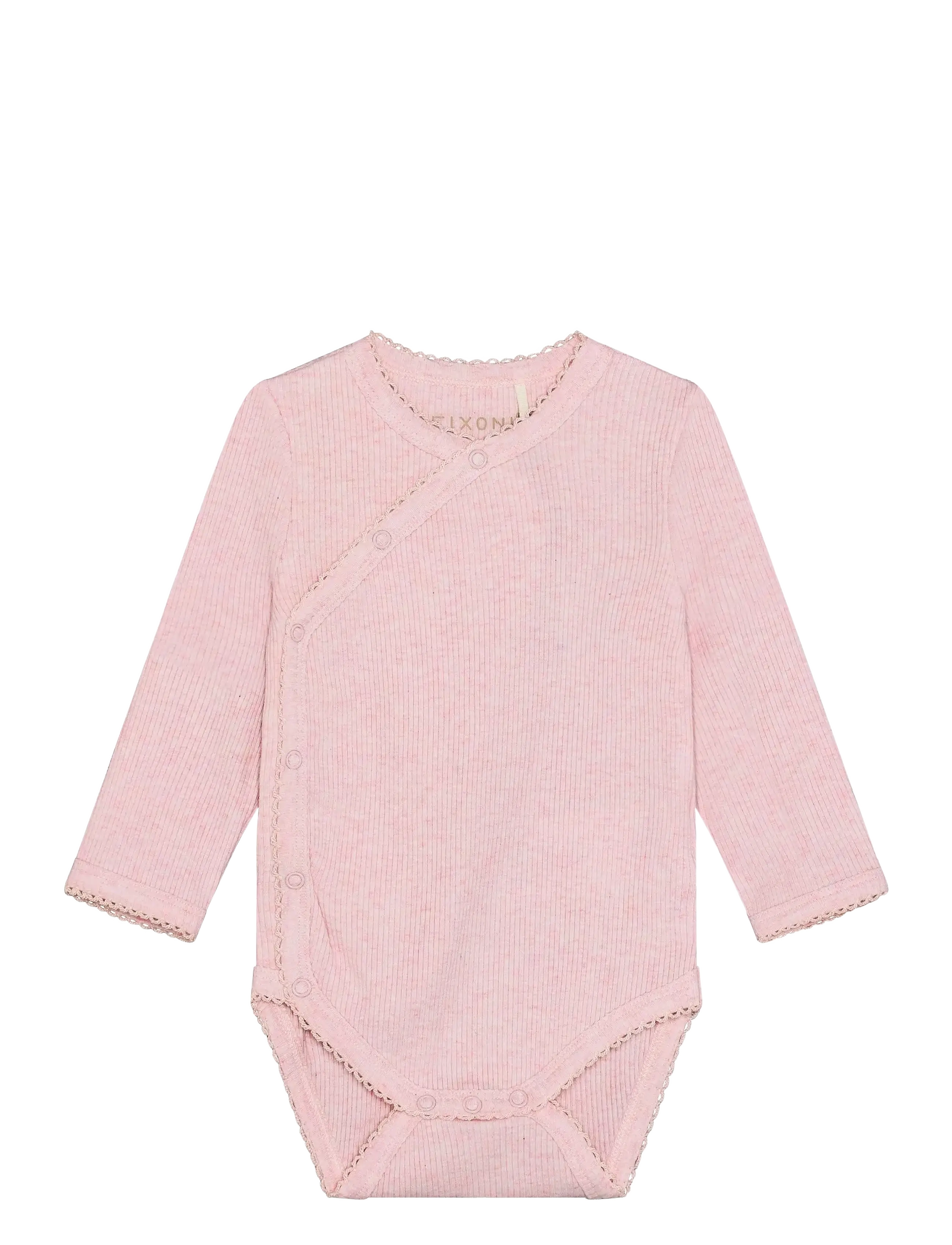 Fixoni Wrap Body LS Melange Rib - Bodies - BLEACHED MAUVE MELANGE / pink/rose