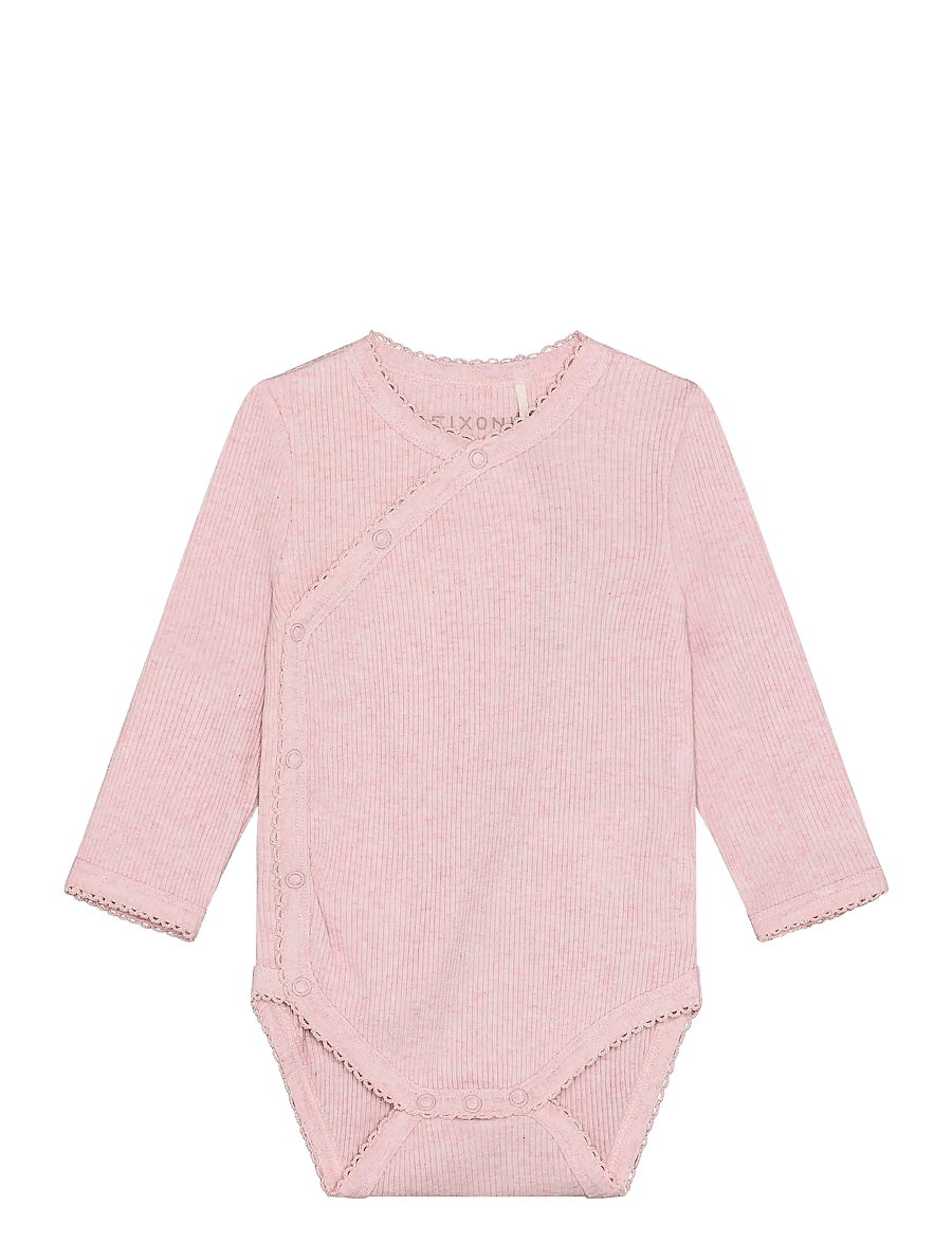 Fixoni - Wrap Body LS Melange Rib - langärmelig - bleached mauve melange - 0