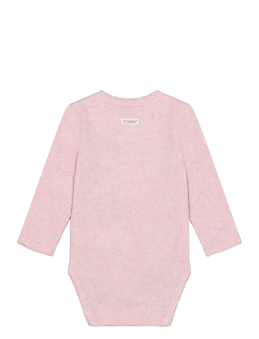 Fixoni - Wrap Body LS Melange Rib - langärmelig - bleached mauve melange - 1