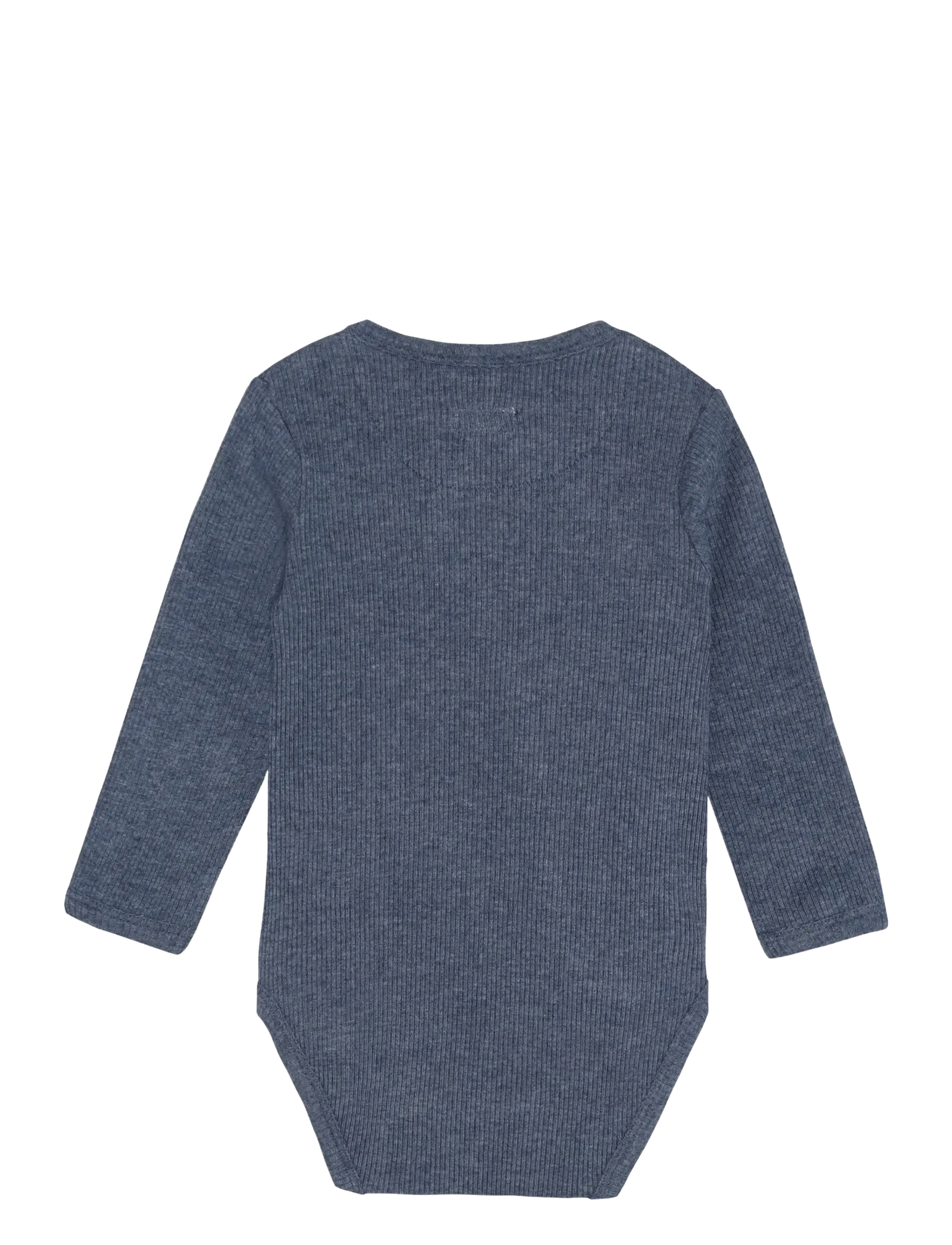 Fixoni - Wrap Body LS Melange Rib - långärmade - vintage indigo melange - 1