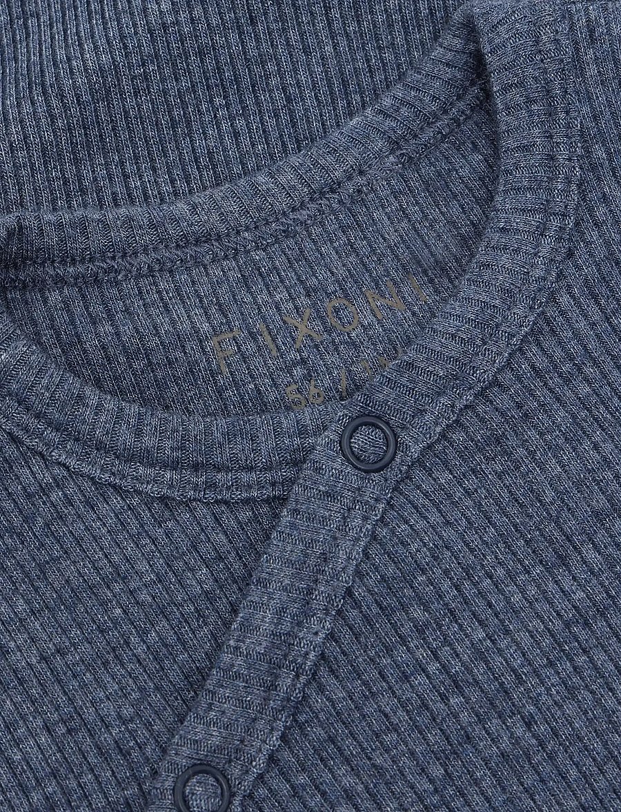 Fixoni - Wrap Body LS Melange Rib - långärmade - vintage indigo melange - 2