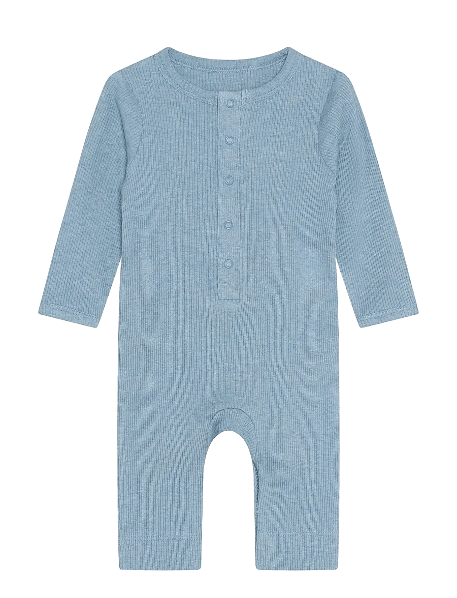 Fixoni - Rompers LS Melange Rib - långärmade - mountain spring melange - 0