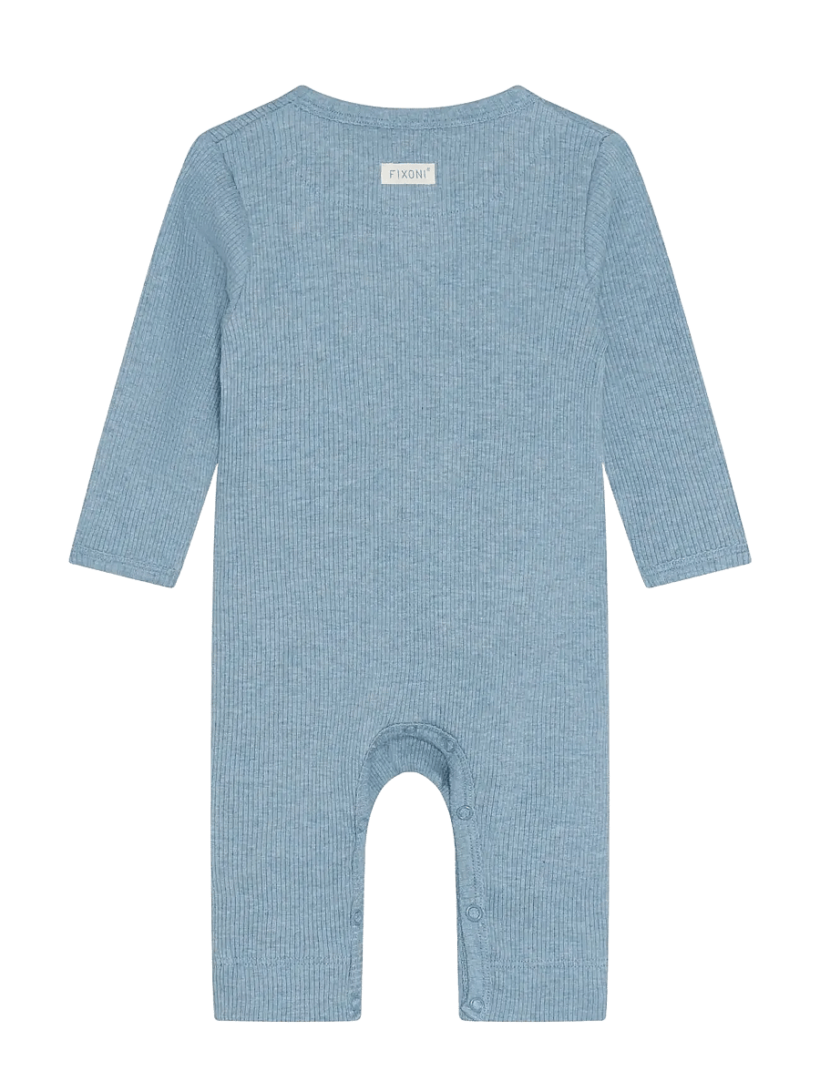 Fixoni - Rompers LS Melange Rib - långärmade - mountain spring melange - 1