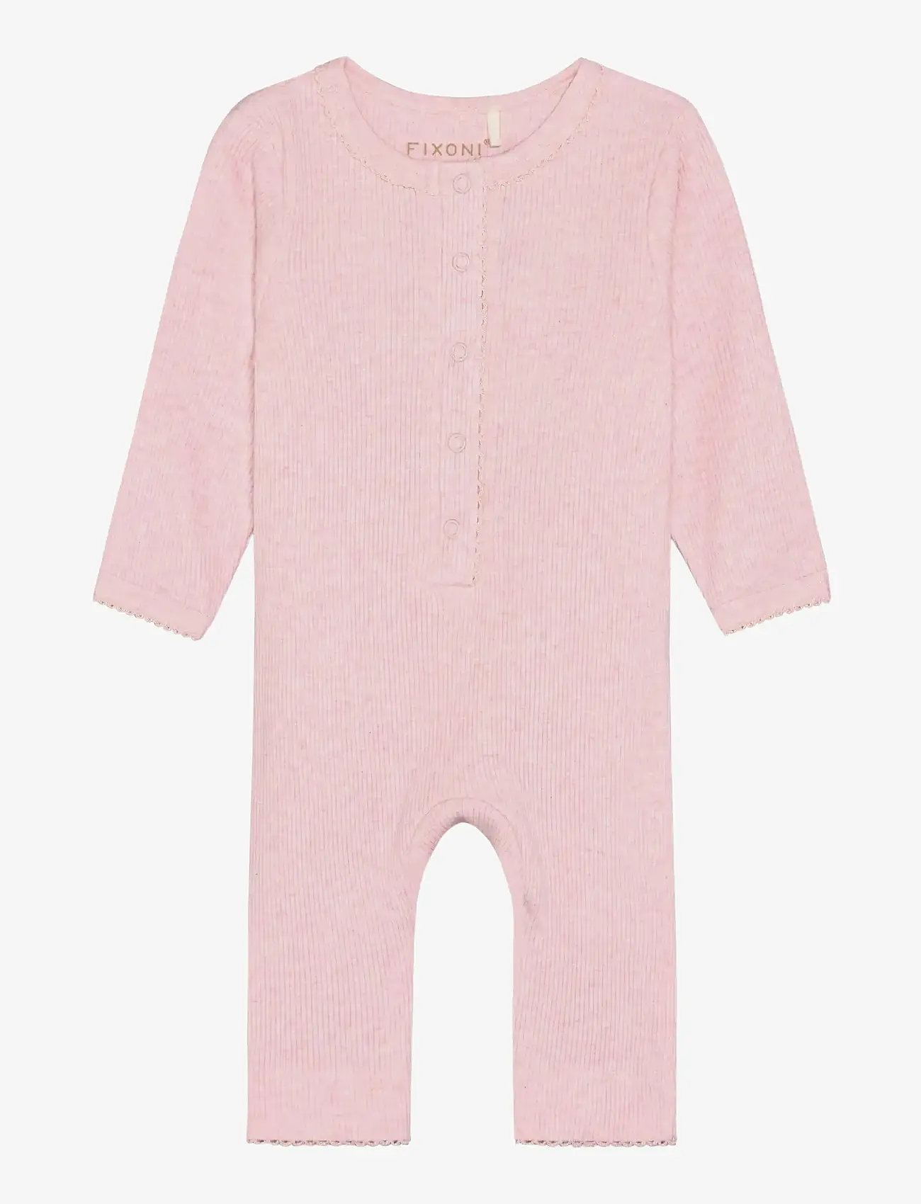 Fixoni - Rompers LS Melange Rib - gode sommertilbud - bleached mauve melange - 0