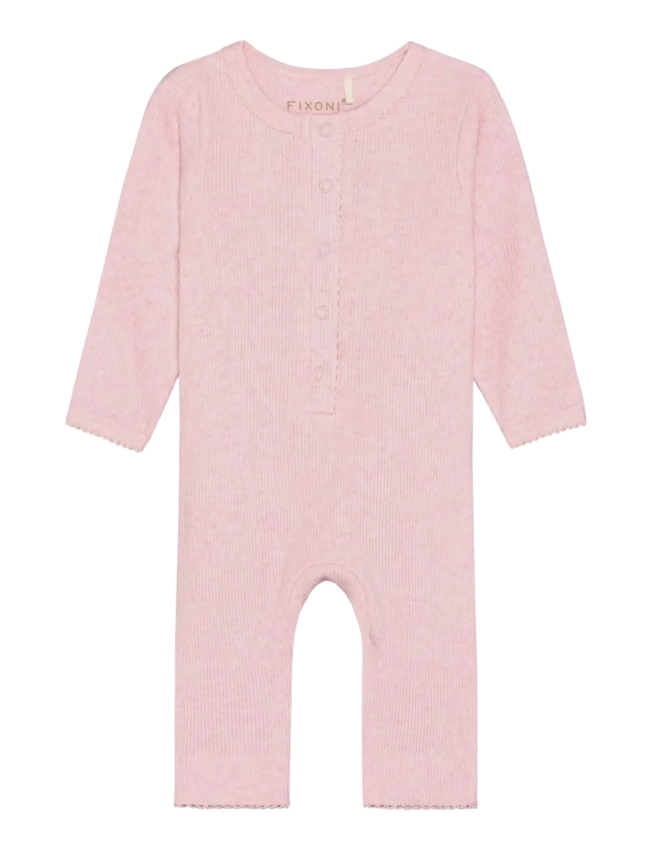 Fixoni Rompers LS Melange Rib - Riided - BLEACHED MAUVE MELANGE / pink/rose