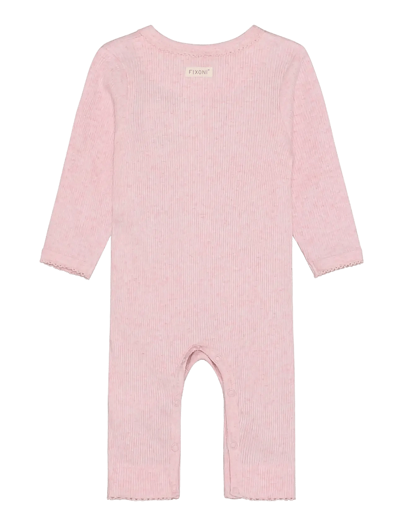 Fixoni - Rompers LS Melange Rib - langærmede - bleached mauve melange - 1