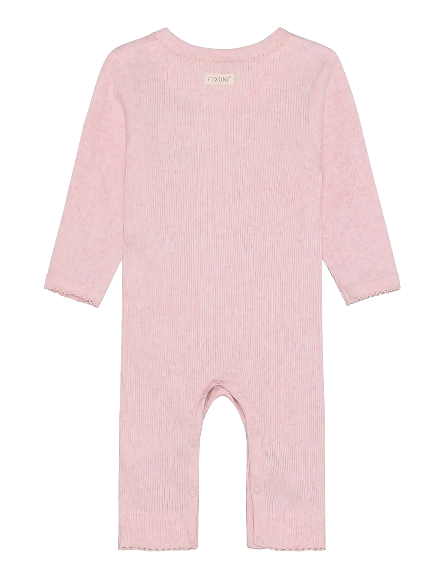 Fixoni - Rompers LS Melange Rib - langærmede - bleached mauve melange - 1
