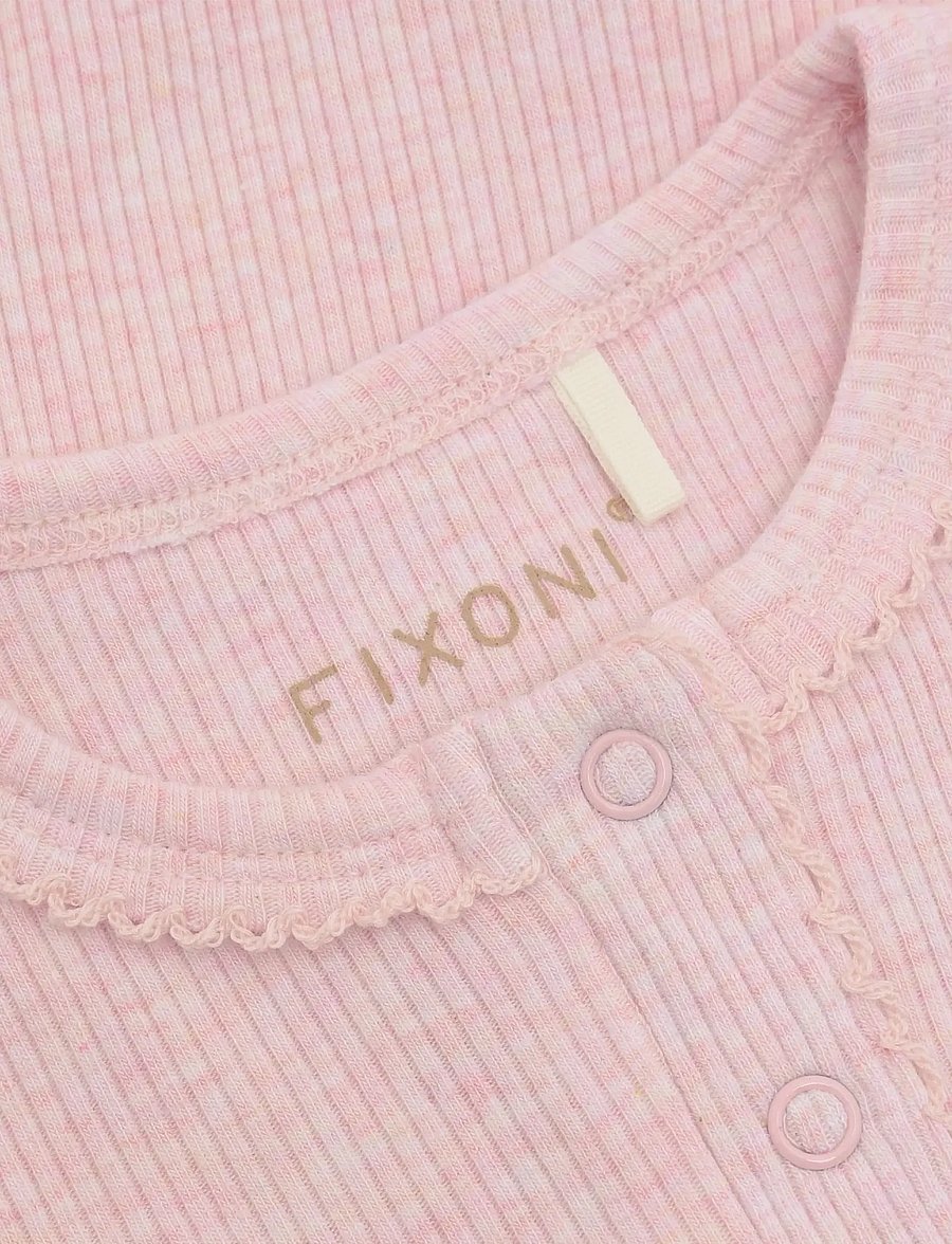 Fixoni - Rompers LS Melange Rib - langærmede - bleached mauve melange - 2