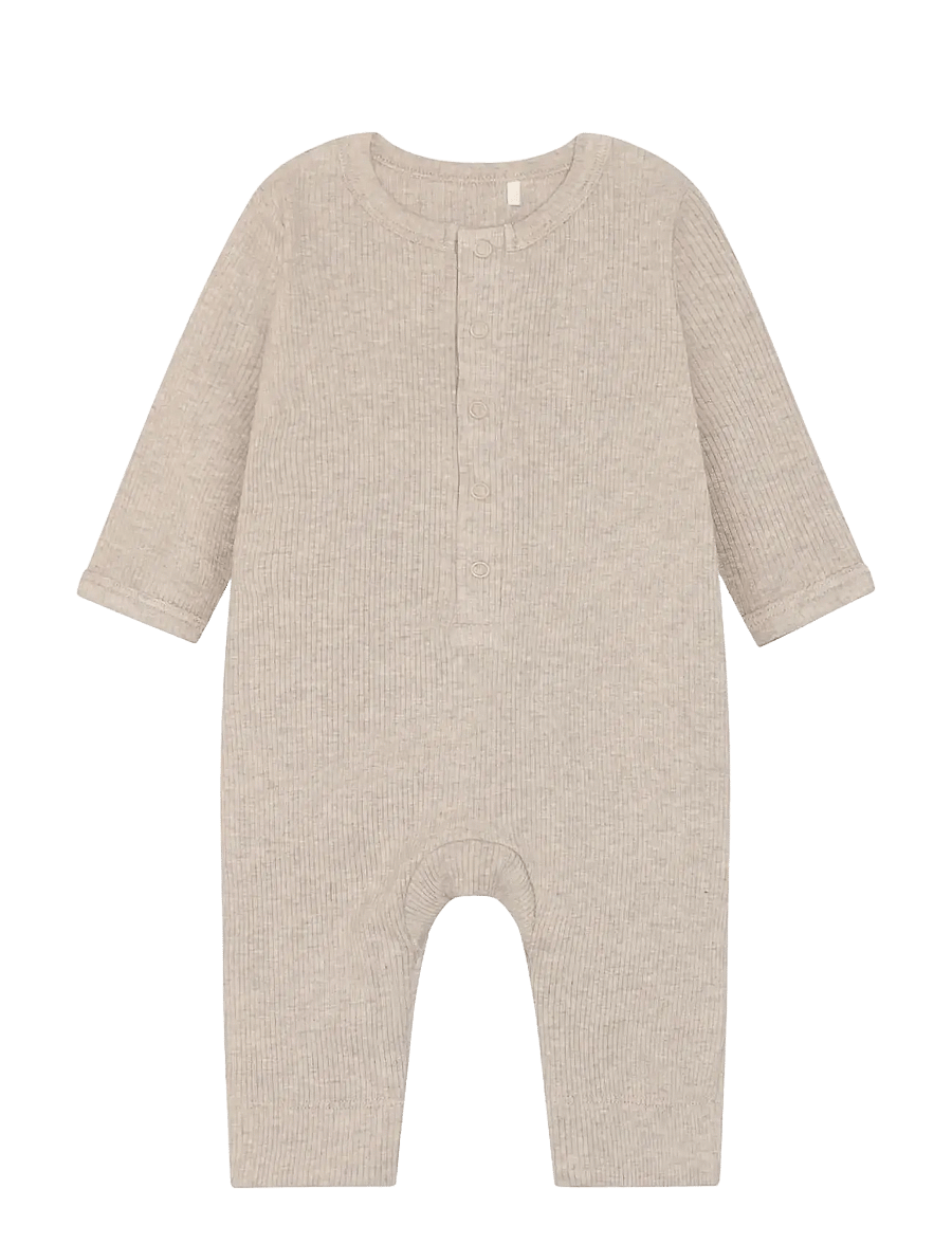 Fixoni - Rompers LS Melange Rib - långärmade - pure cashmere melange - 0