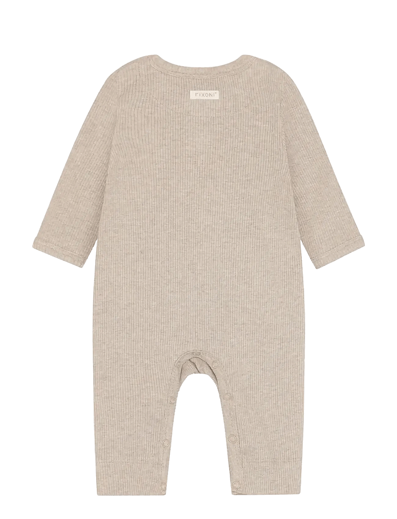 Fixoni - Rompers LS Melange Rib - langærmede - pure cashmere melange - 1