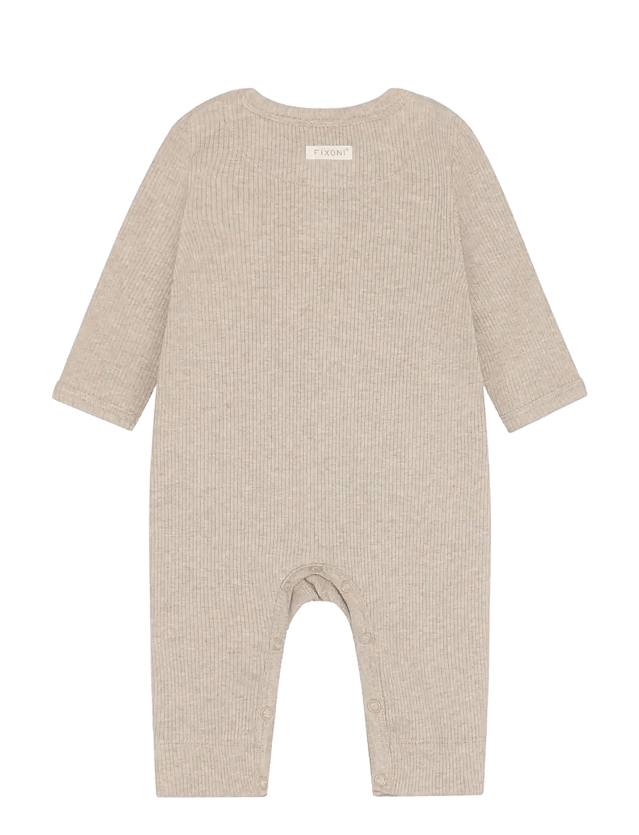 Fixoni - Rompers LS Melange Rib - långärmade - pure cashmere melange - 1