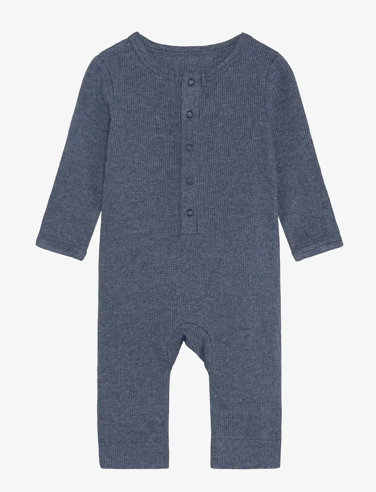 Fixoni - Rompers LS Melange Rib - långärmade - vintage indigo melange - 0