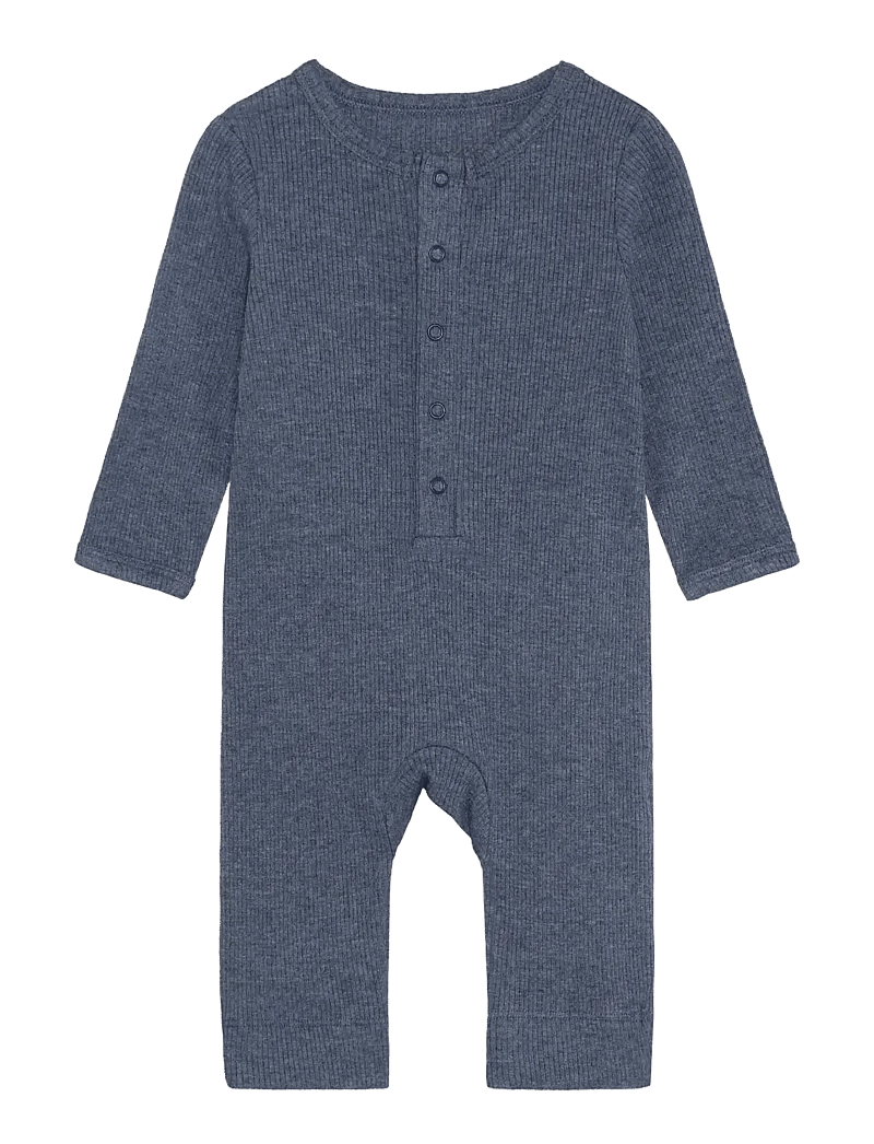 Fixoni - Rompers LS Melange Rib - långärmade - vintage indigo melange - 0
